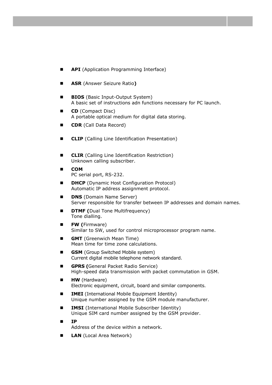 List of abbreviations, 3 list of abbreviations, List of abbreviations 8.3 | 2N BRI Lite/Enterprise v1.1 User Manual | Page 105 / 109