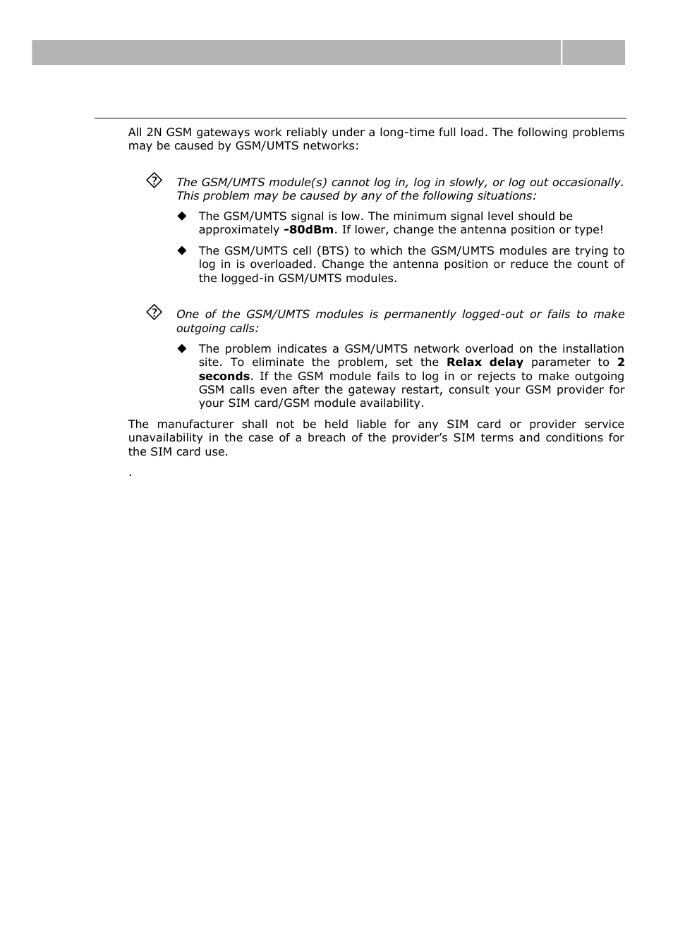 Potential gsm/umts troubles | 2N BRI Lite/Enterprise v1.1 User Manual | Page 22 / 109