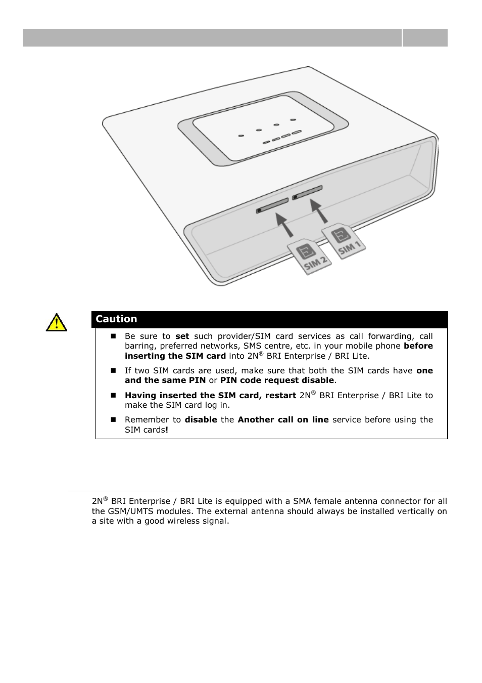 Antenna connection, Brief installation guide 2.2 | 2N BRI Lite/Enterprise v1.1 User Manual | Page 25 / 109