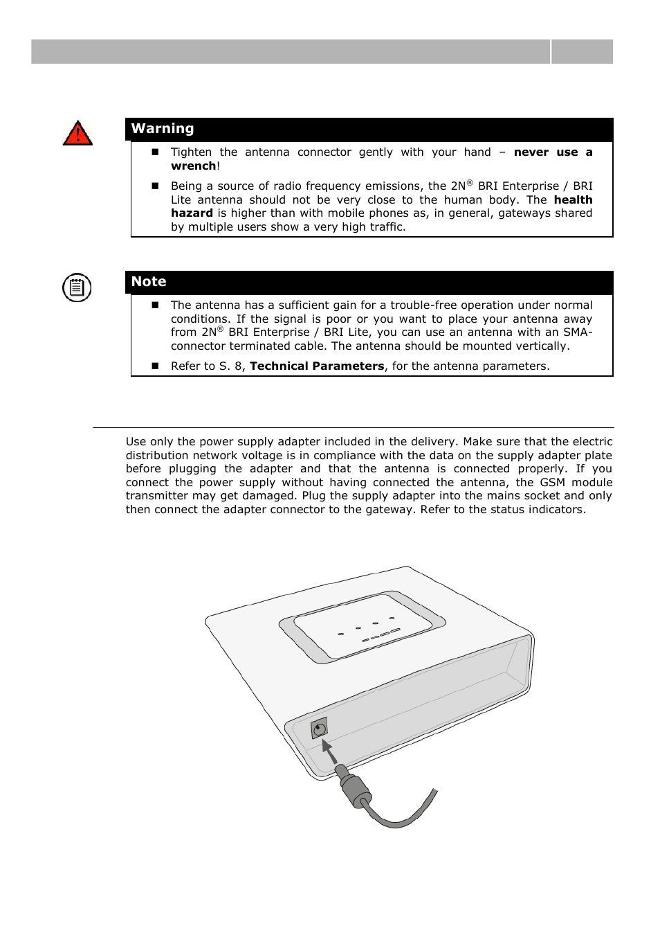 Power supply connection, Brief installation guide 2.2 | 2N BRI Lite/Enterprise v1.1 User Manual | Page 27 / 109