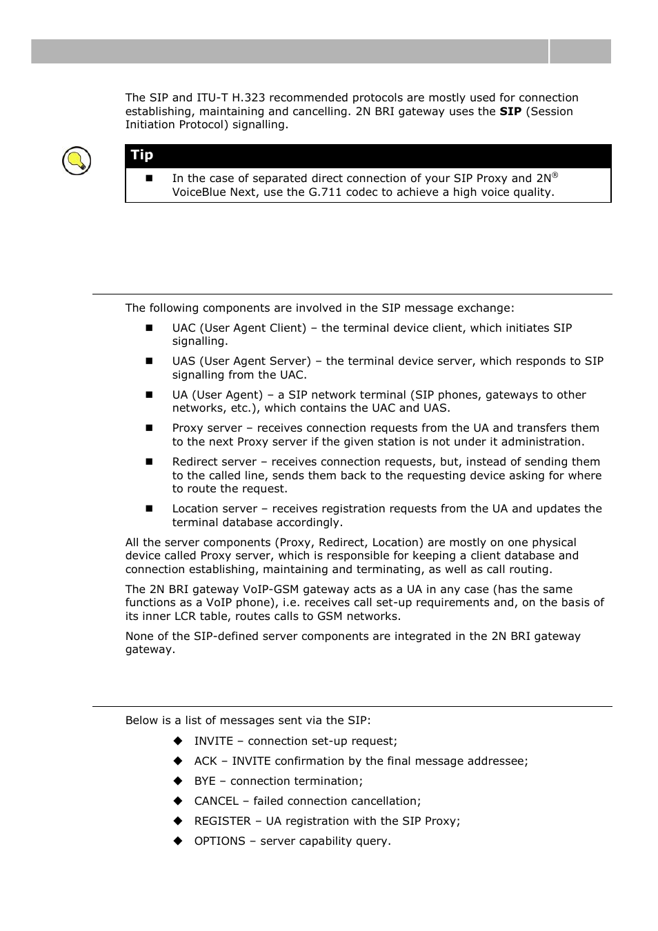 Sip components, Sip signalling messages, Ip voice transmission 2.4 | 2N BRI Lite/Enterprise v1.1 User Manual | Page 35 / 109