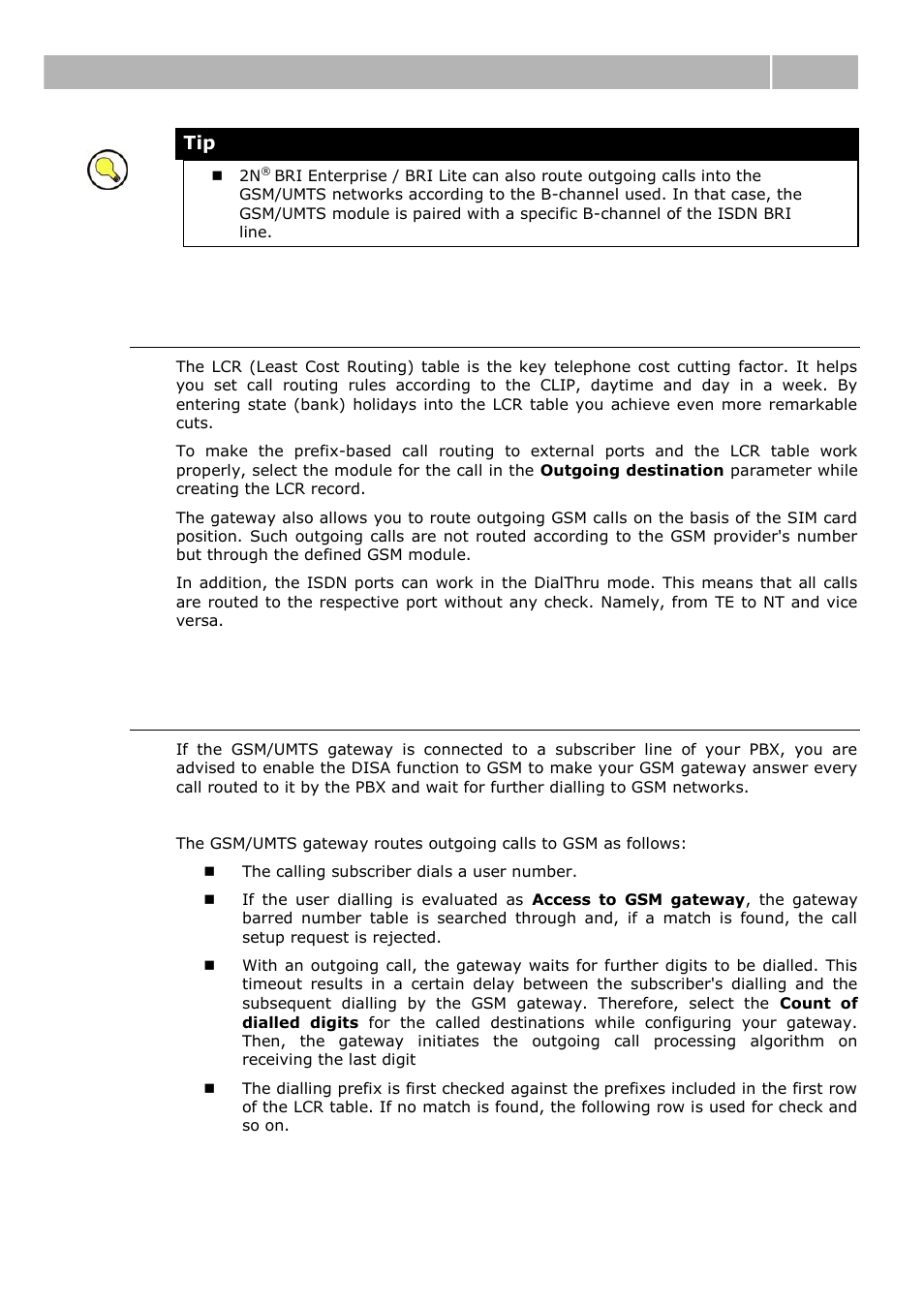 Lcr table, Outgoing gsm call routing from internal isdn, Call routing principles 3.2 | 2N BRI Lite/Enterprise v1.1 User Manual | Page 44 / 109