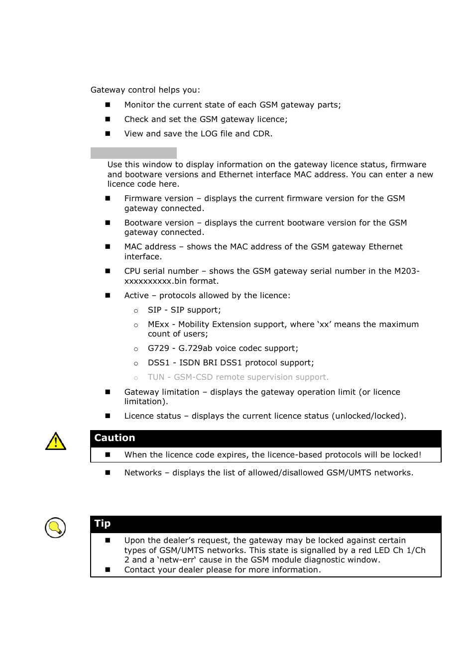 Gateway control | 2N BRI Lite/Enterprise v1.1 User Manual | Page 60 / 109