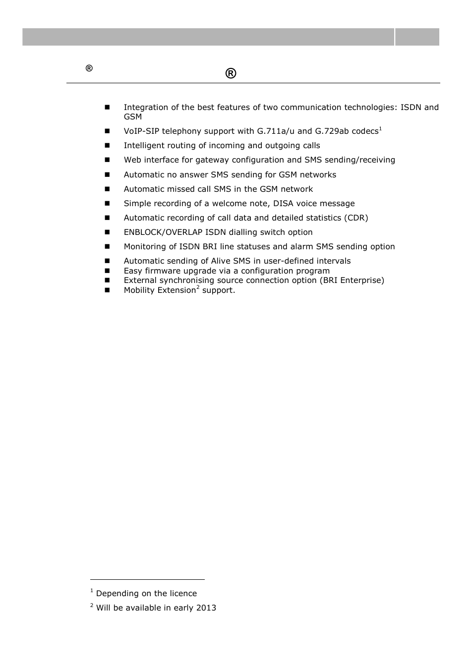 Bri enterprise / 2n, Bri lite basic features, Bri enterprise / 2n ® bri lite basic features | Product description 1.1 | 2N BRI Lite/Enterprise v1.1 User Manual | Page 9 / 109