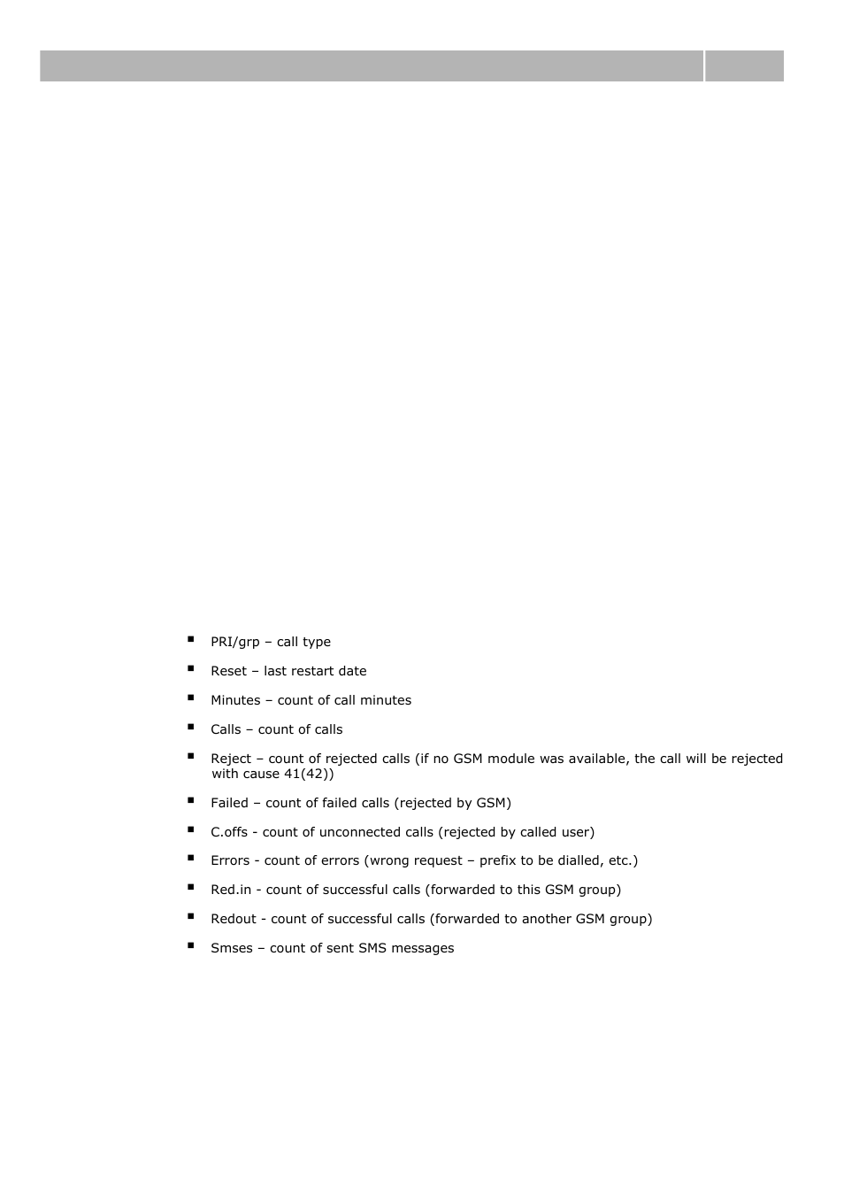 Statistics - description, 7 statistics - description, Statistics - description 6.7 | 2N BRI Lite/Enterprise v1.1 User Manual | Page 96 / 109