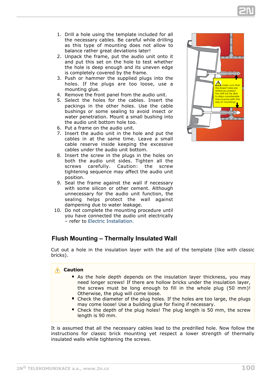 Flush mounting – thermally insulated wall | 2N Lift8 v1.6.0 User Manual | Page 100 / 247