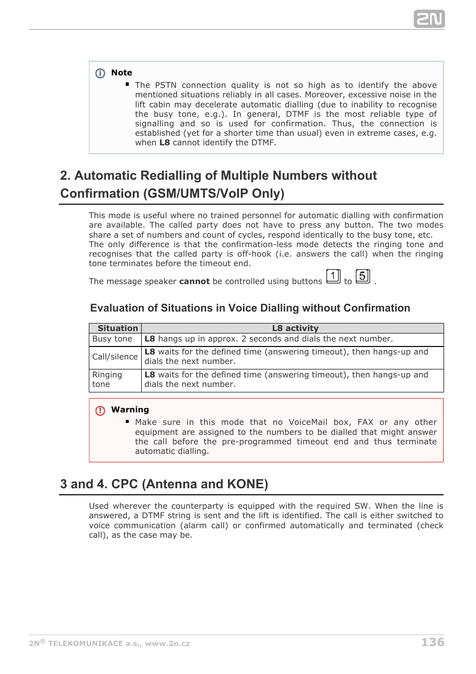 3 and 4. cpc (antenna and kone) | 2N Lift8 v1.6.0 User Manual | Page 136 / 247