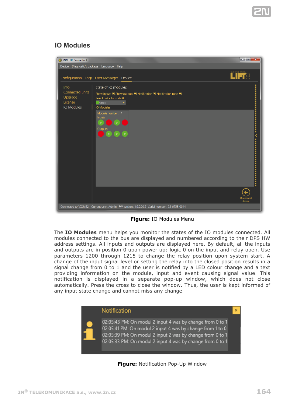 Io modules | 2N Lift8 v1.6.0 User Manual | Page 164 / 247