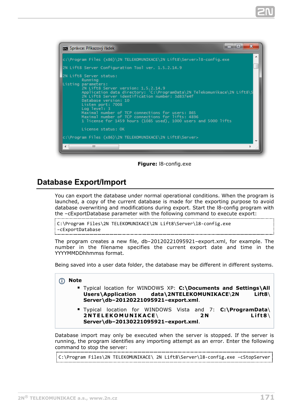 Database export/import | 2N Lift8 v1.6.0 User Manual | Page 171 / 247