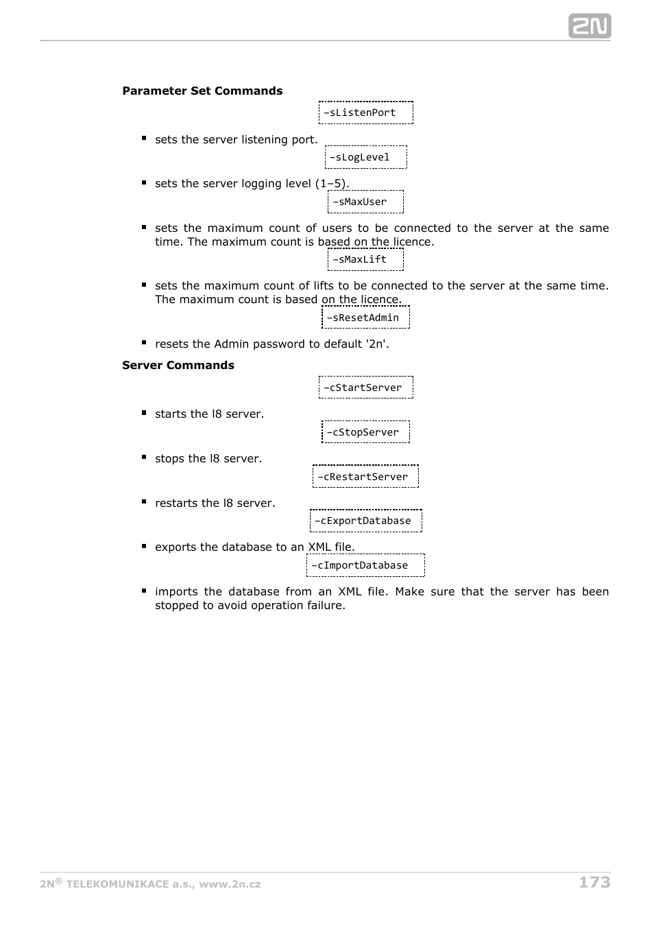 2N Lift8 v1.6.0 User Manual | Page 173 / 247