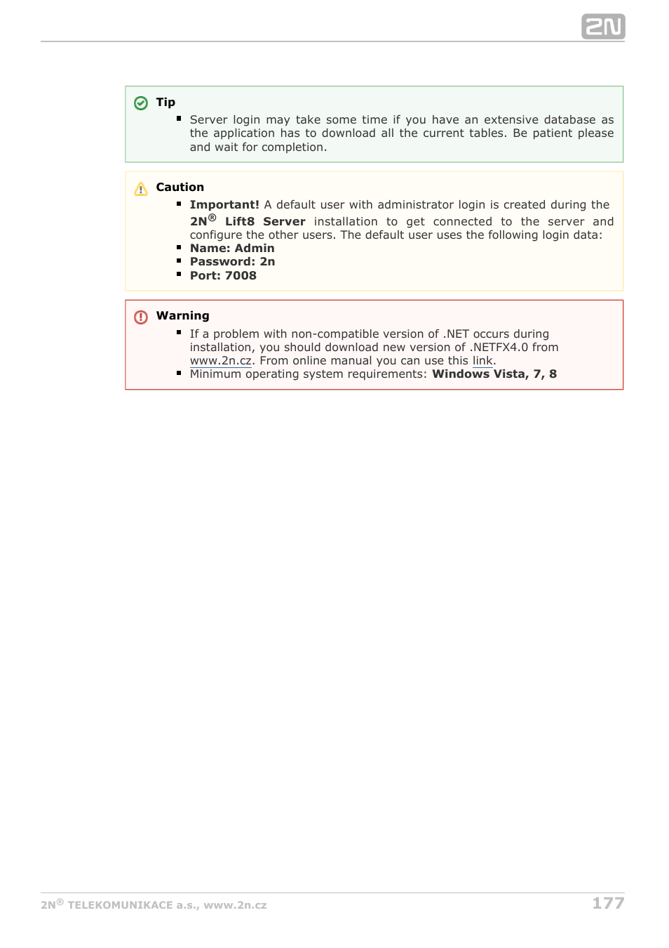 2N Lift8 v1.6.0 User Manual | Page 177 / 247