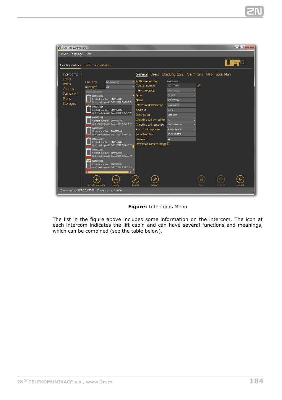 2N Lift8 v1.6.0 User Manual | Page 184 / 247