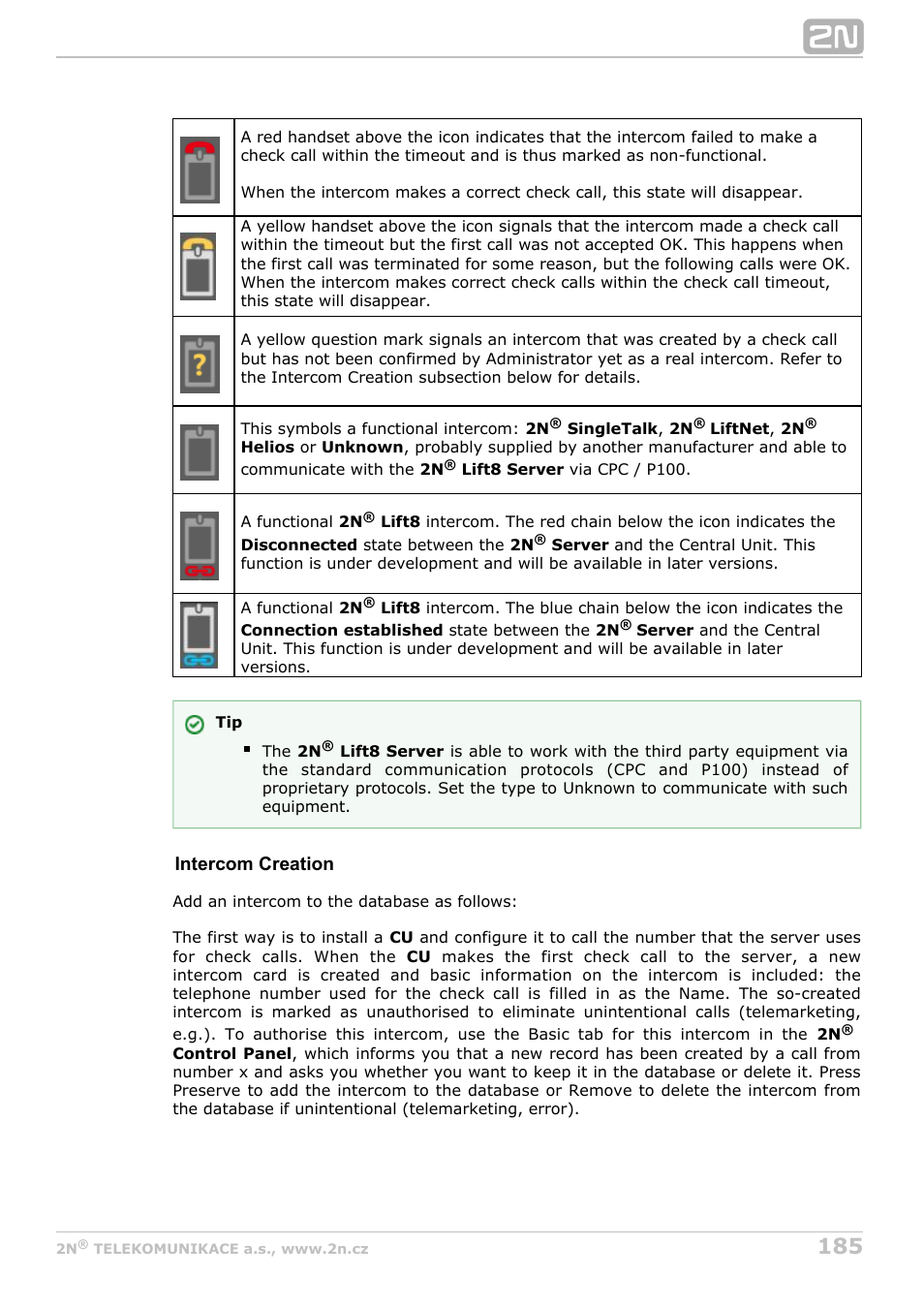 2N Lift8 v1.6.0 User Manual | Page 185 / 247