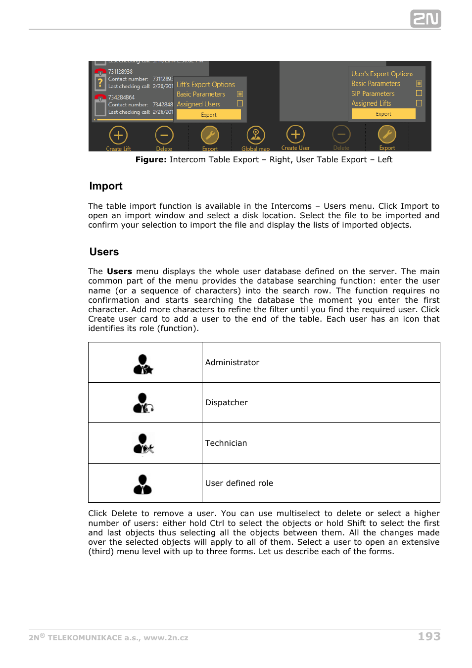 Import, Users | 2N Lift8 v1.6.0 User Manual | Page 193 / 247