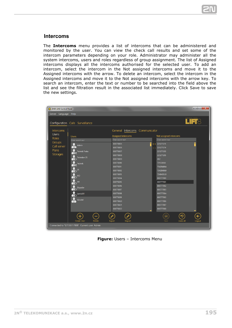 Intercoms | 2N Lift8 v1.6.0 User Manual | Page 195 / 247