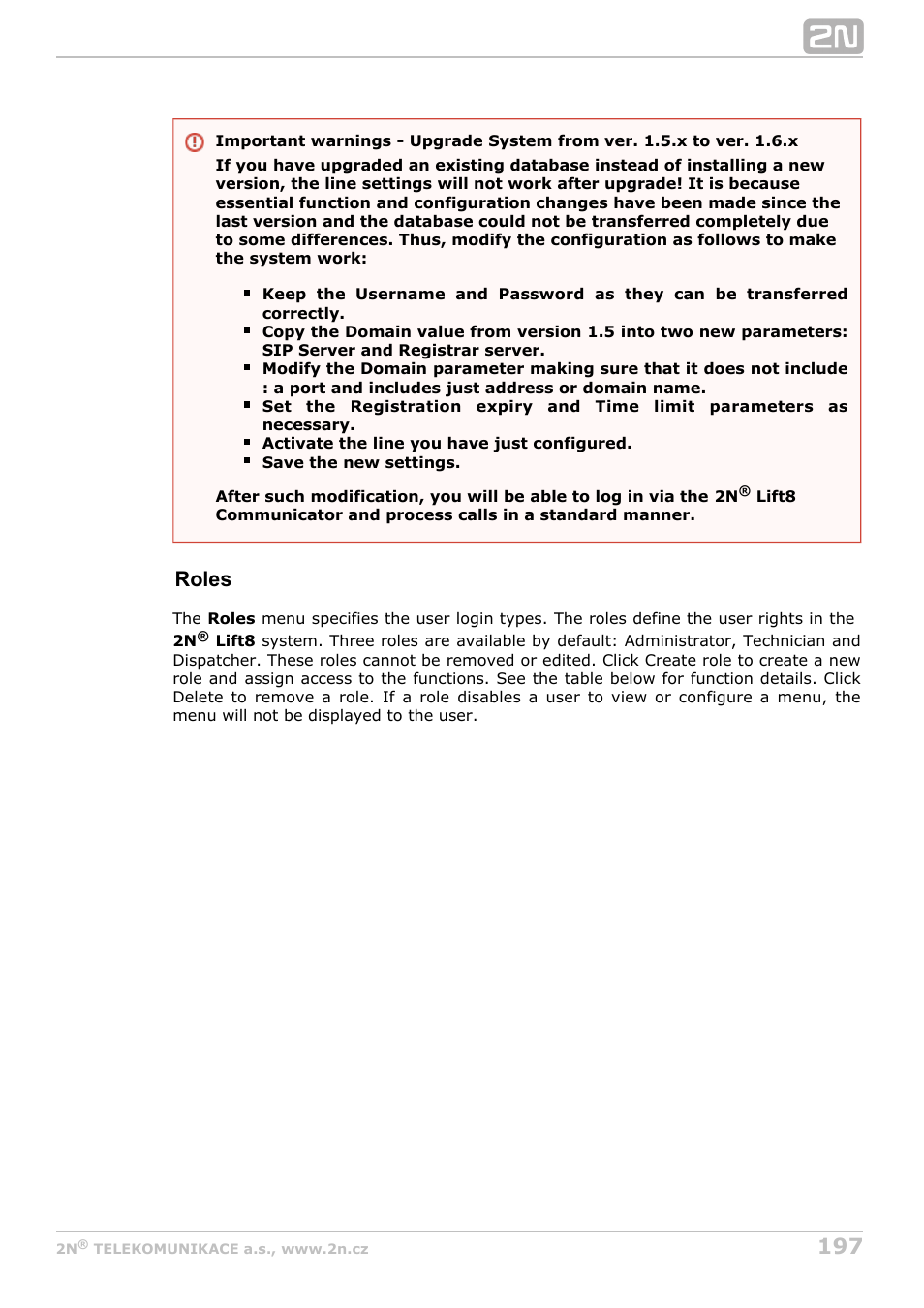 Roles | 2N Lift8 v1.6.0 User Manual | Page 197 / 247