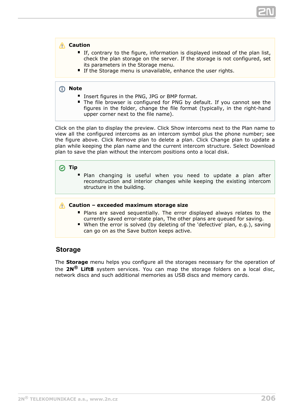 Storage | 2N Lift8 v1.6.0 User Manual | Page 206 / 247