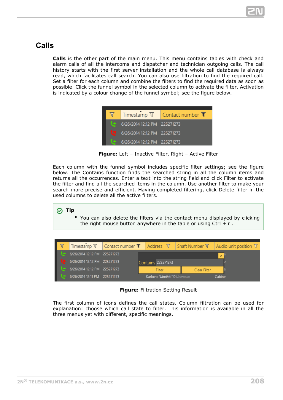 Calls | 2N Lift8 v1.6.0 User Manual | Page 208 / 247