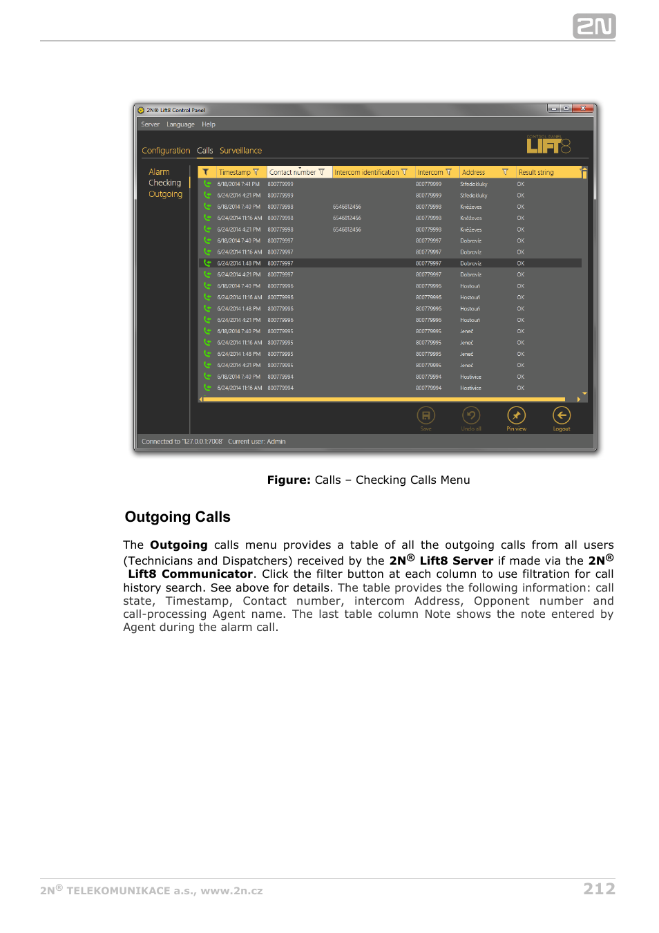 Outgoing calls | 2N Lift8 v1.6.0 User Manual | Page 212 / 247