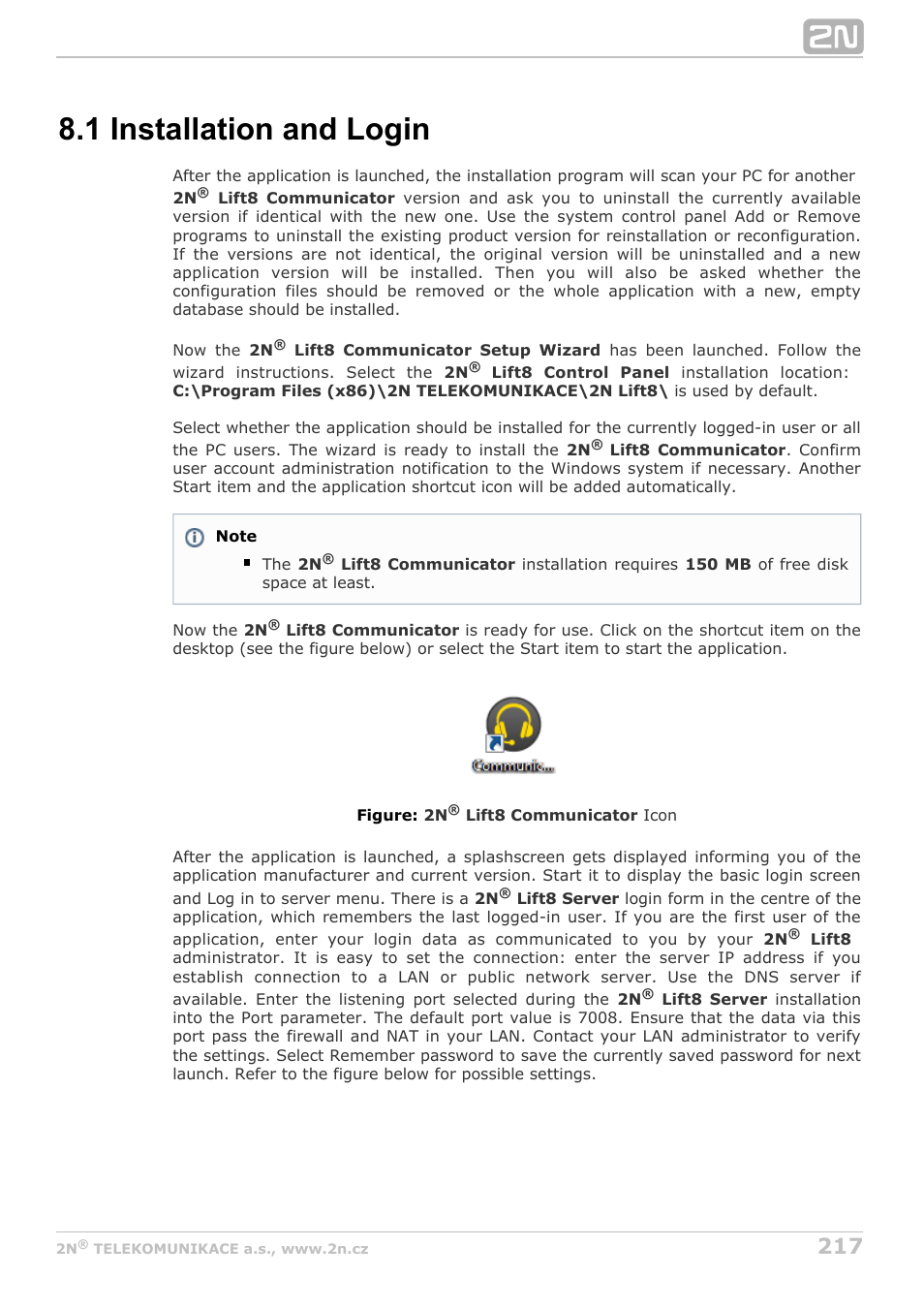 1 installation and login | 2N Lift8 v1.6.0 User Manual | Page 217 / 247