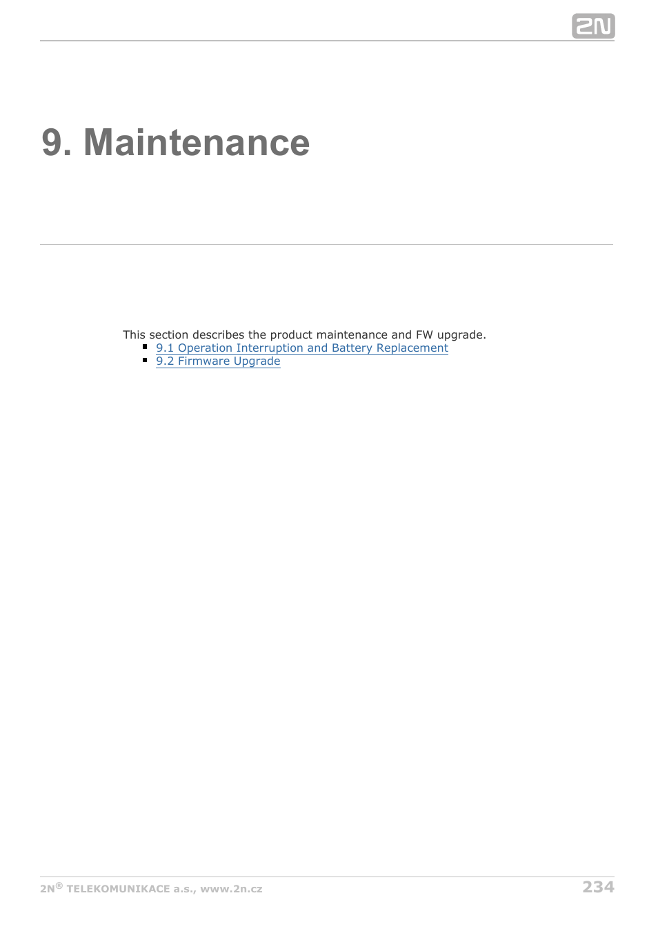 Maintenance | 2N Lift8 v1.6.0 User Manual | Page 234 / 247