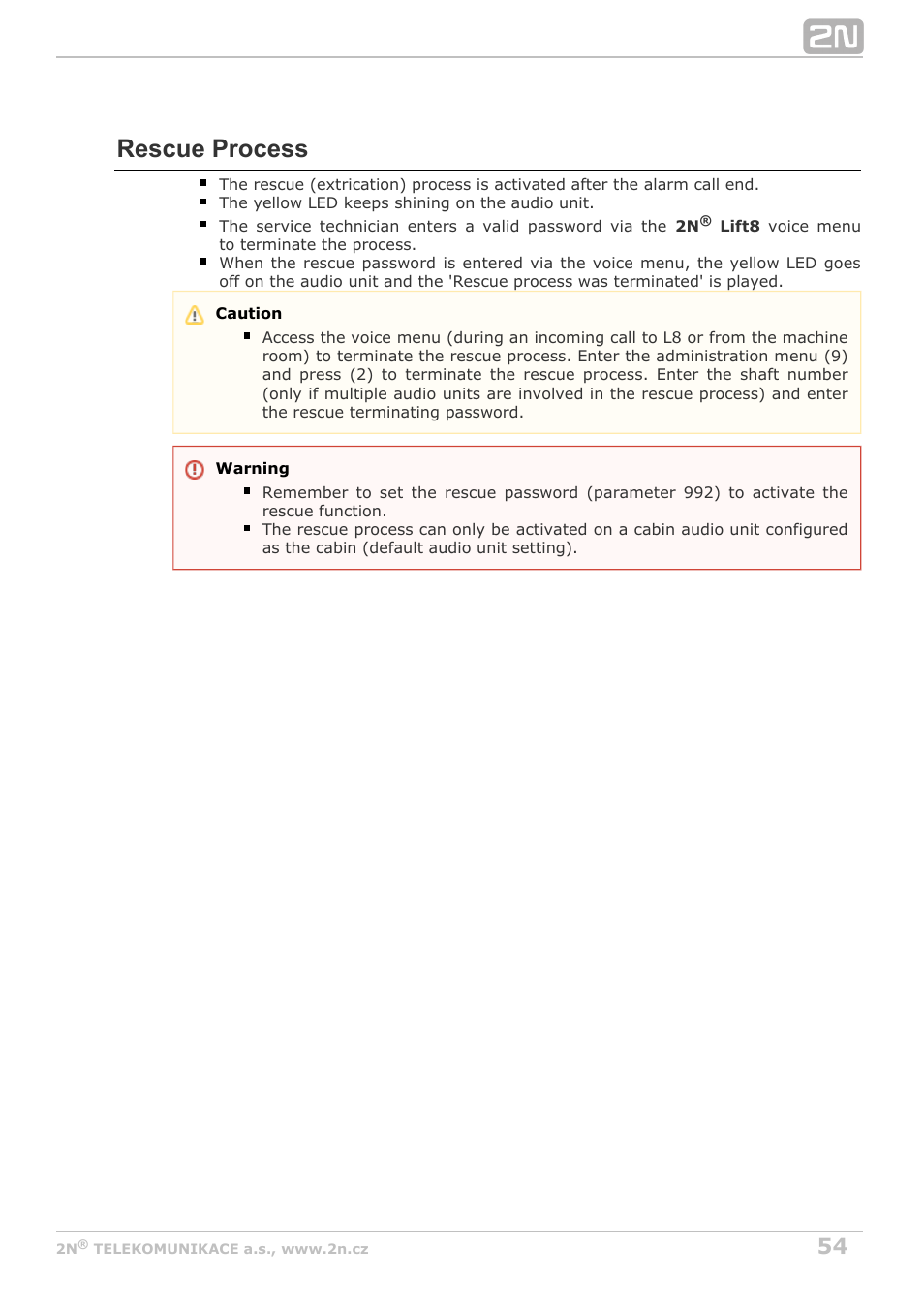 Rescue process | 2N Lift8 v1.6.0 User Manual | Page 54 / 247