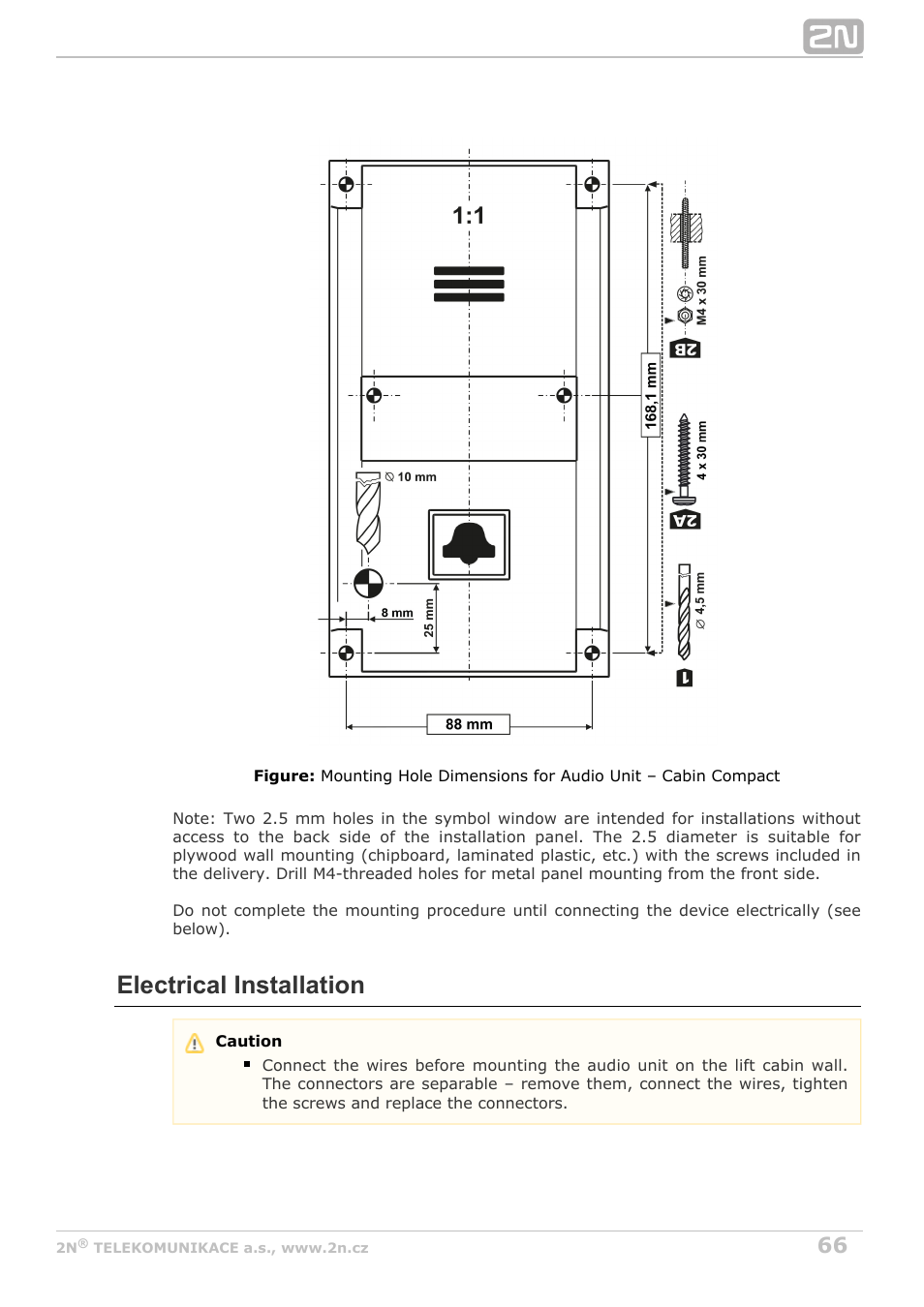 Electrical installation | 2N Lift8 v1.6.0 User Manual | Page 66 / 247