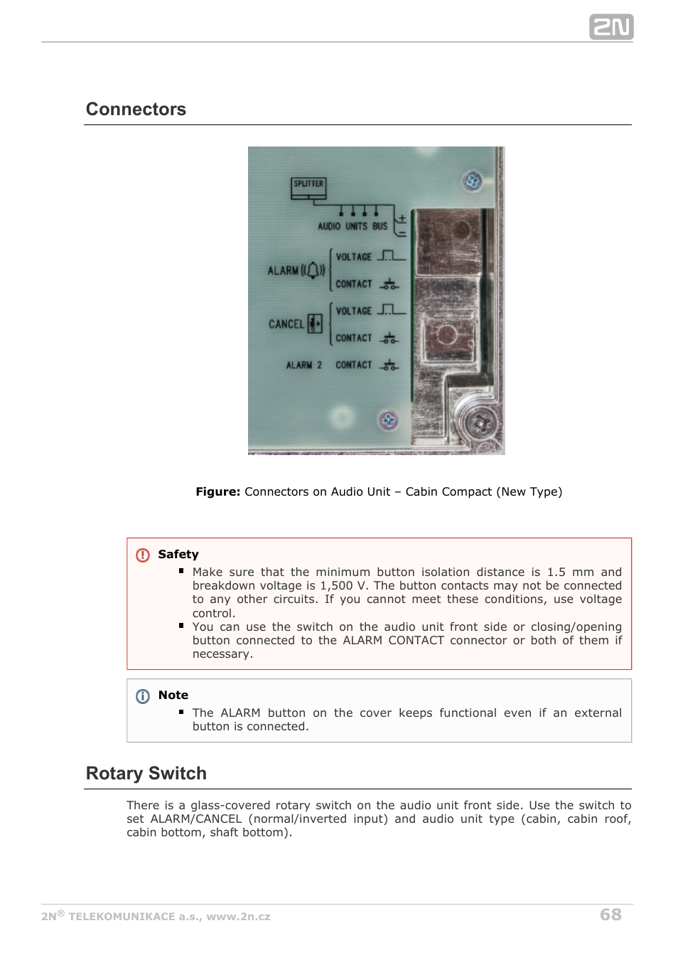 Connectors, Rotary switch | 2N Lift8 v1.6.0 User Manual | Page 68 / 247