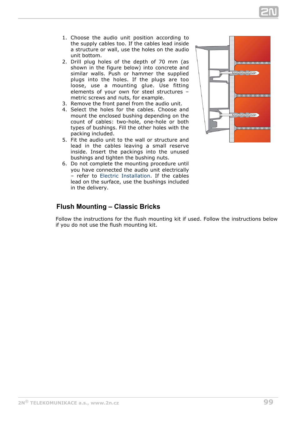 Flush mounting – classic bricks | 2N Lift8 v1.6.0 User Manual | Page 99 / 247