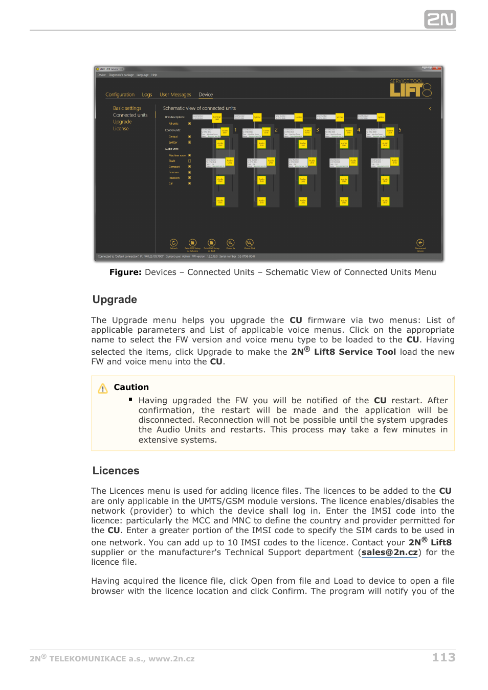 Upgrade, Licences | 2N Lift8 v1.5.2 User Manual | Page 113 / 185