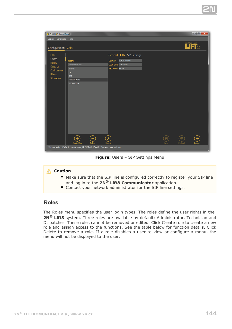 Roles | 2N Lift8 v1.5.2 User Manual | Page 144 / 185