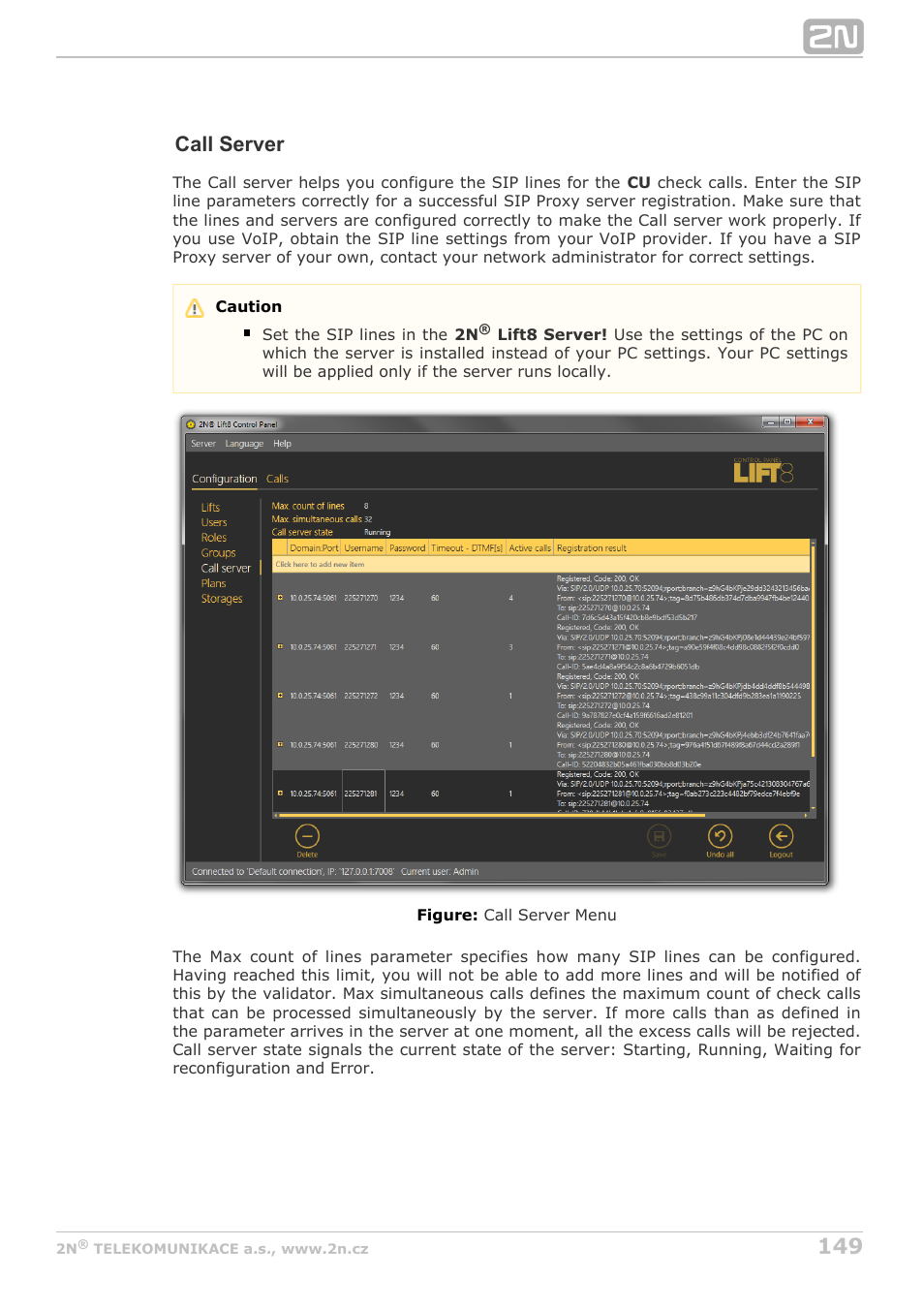 Call server | 2N Lift8 v1.5.2 User Manual | Page 149 / 185