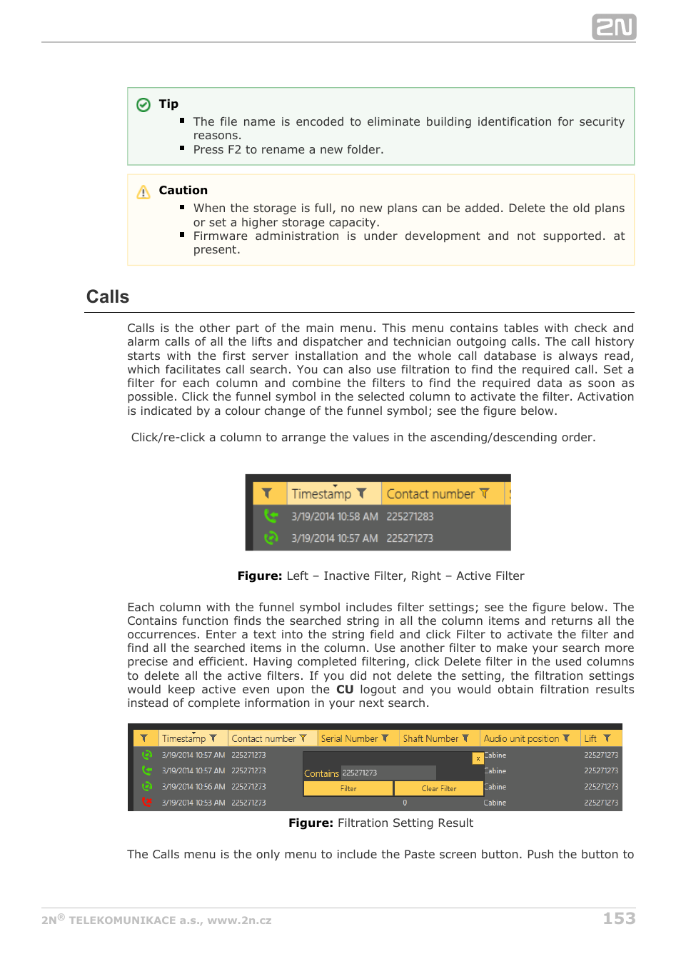 Calls | 2N Lift8 v1.5.2 User Manual | Page 153 / 185