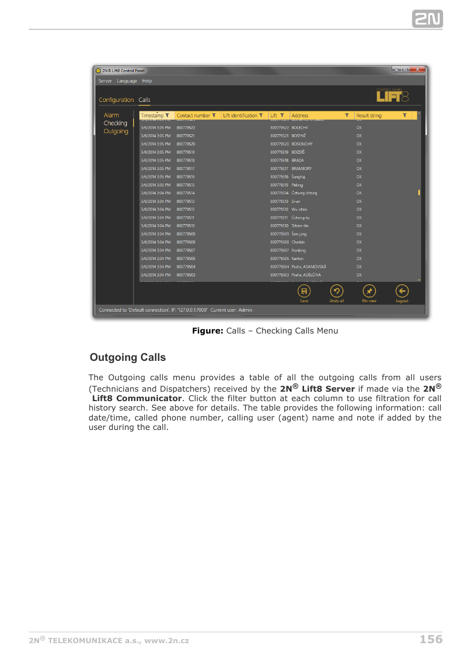 Outgoing calls | 2N Lift8 v1.5.2 User Manual | Page 156 / 185