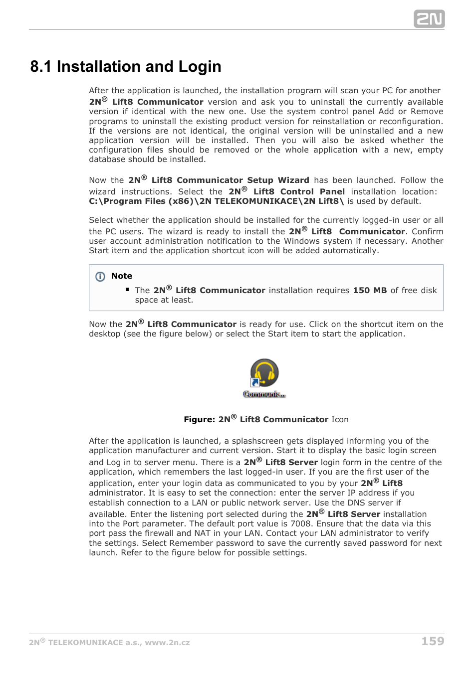 1 installation and login | 2N Lift8 v1.5.2 User Manual | Page 159 / 185