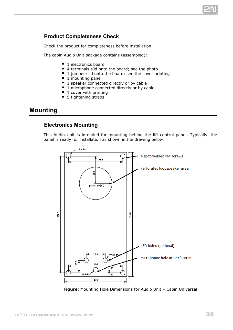 Mounting | 2N Lift8 v1.5.2 User Manual | Page 38 / 185