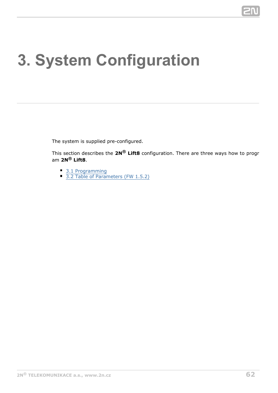 System configuration | 2N Lift8 v1.5.2 User Manual | Page 62 / 185