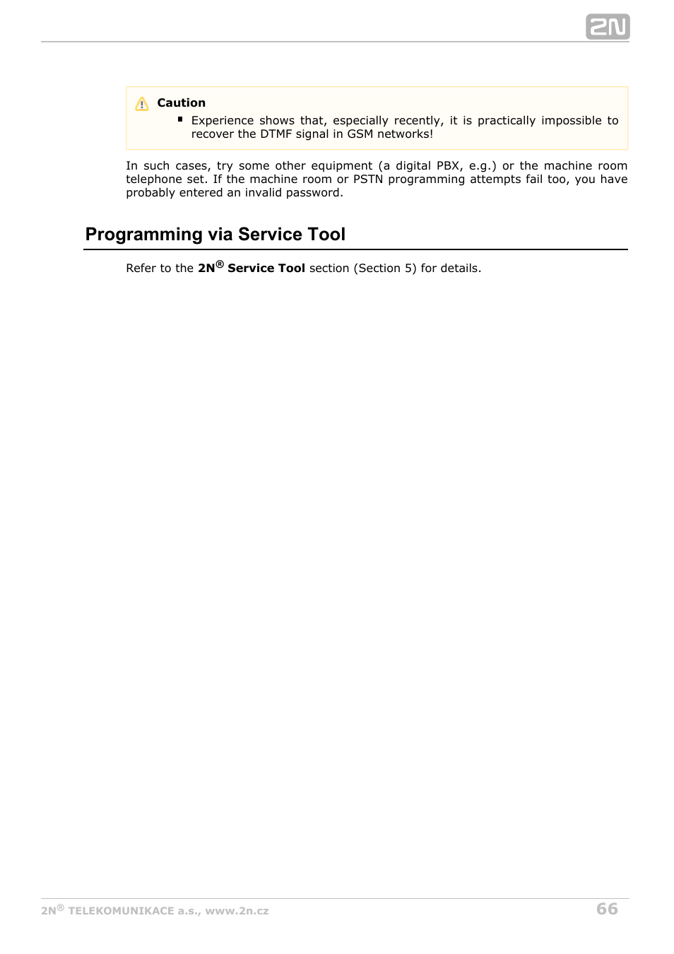 Programming via service tool | 2N Lift8 v1.5.2 User Manual | Page 66 / 185