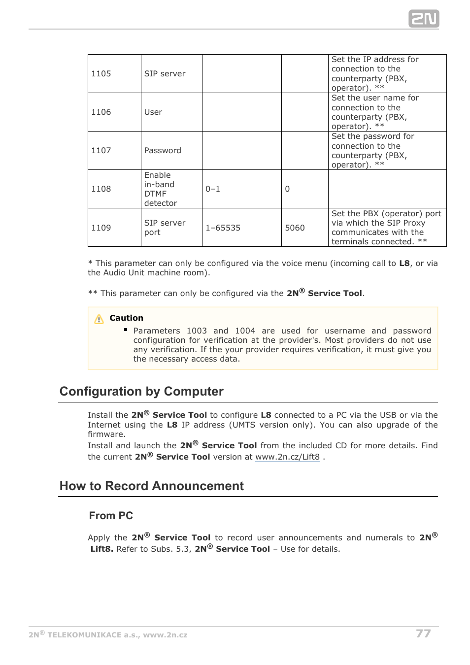 Configuration by computer, How to record announcement | 2N Lift8 v1.5.2 User Manual | Page 77 / 185