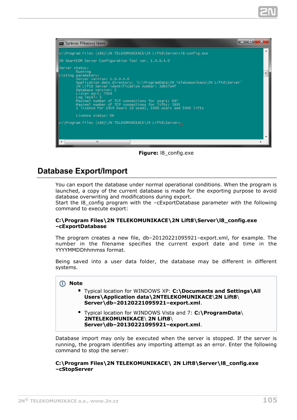 Database export/import | 2N Lift8 v1.0 User Manual | Page 105 / 164