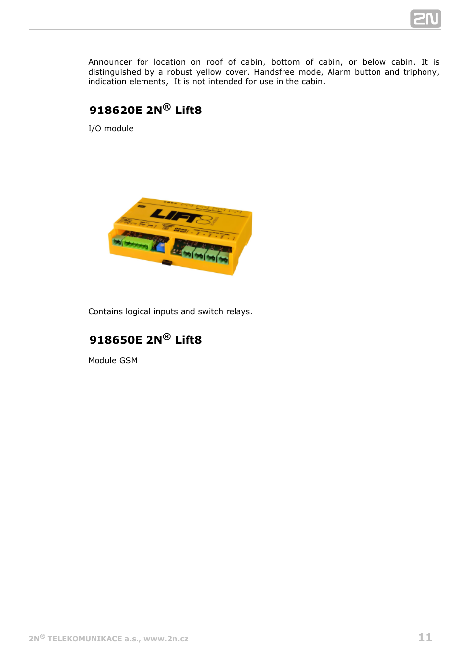 2N Lift8 v1.0 User Manual | Page 11 / 164