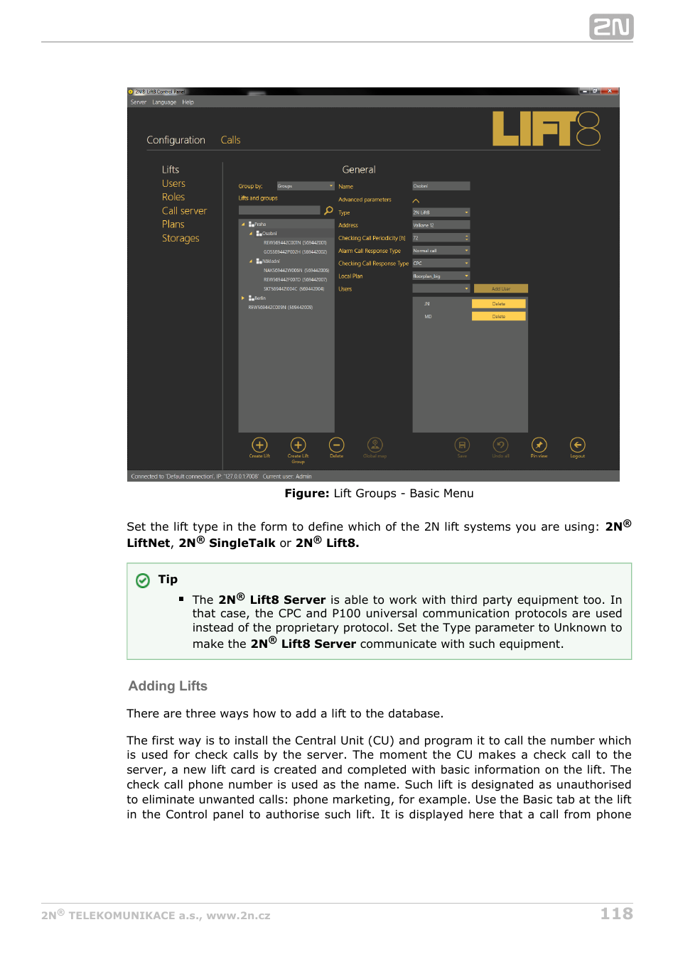 Adding lifts | 2N Lift8 v1.0 User Manual | Page 118 / 164