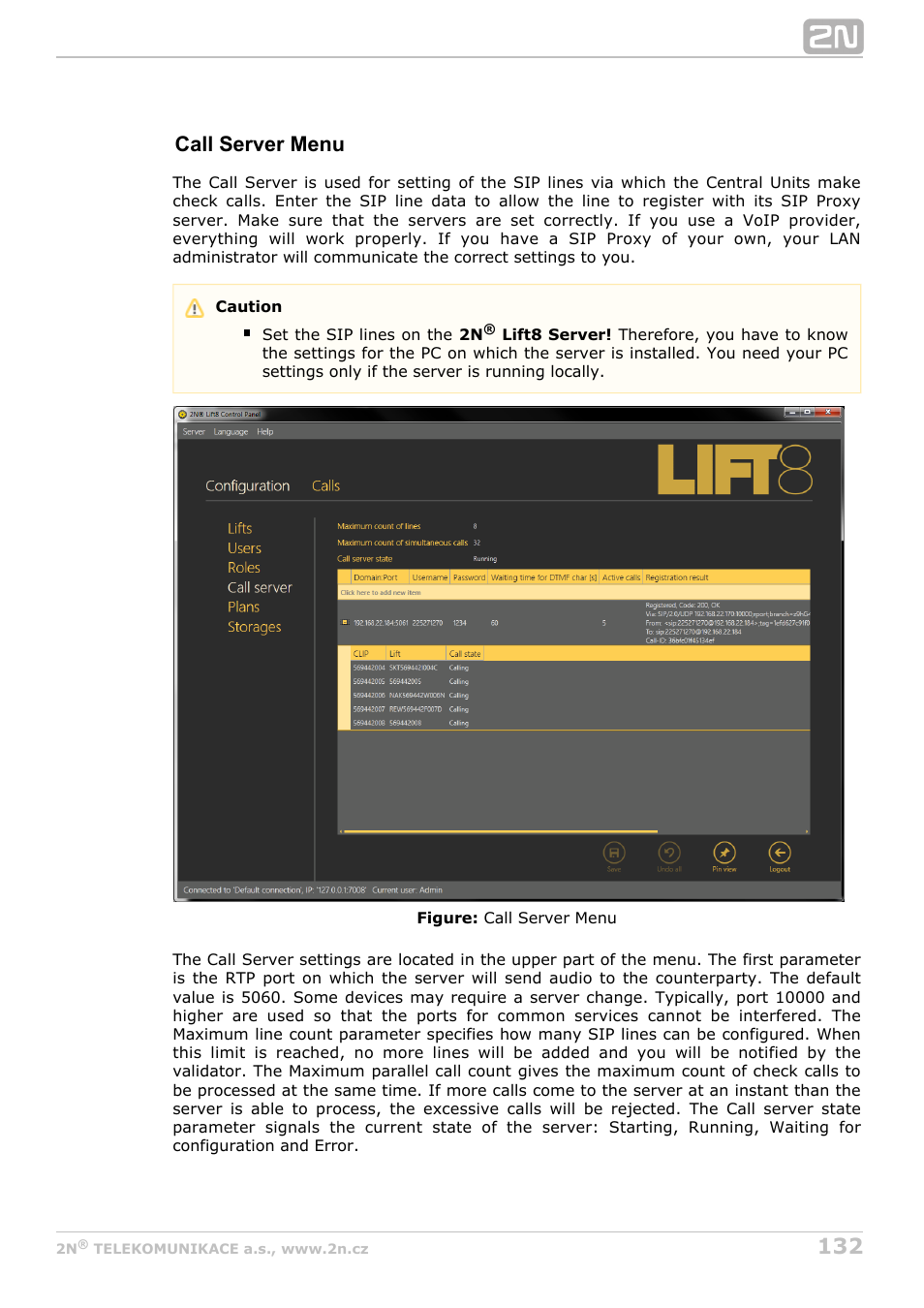 Call server menu | 2N Lift8 v1.0 User Manual | Page 132 / 164