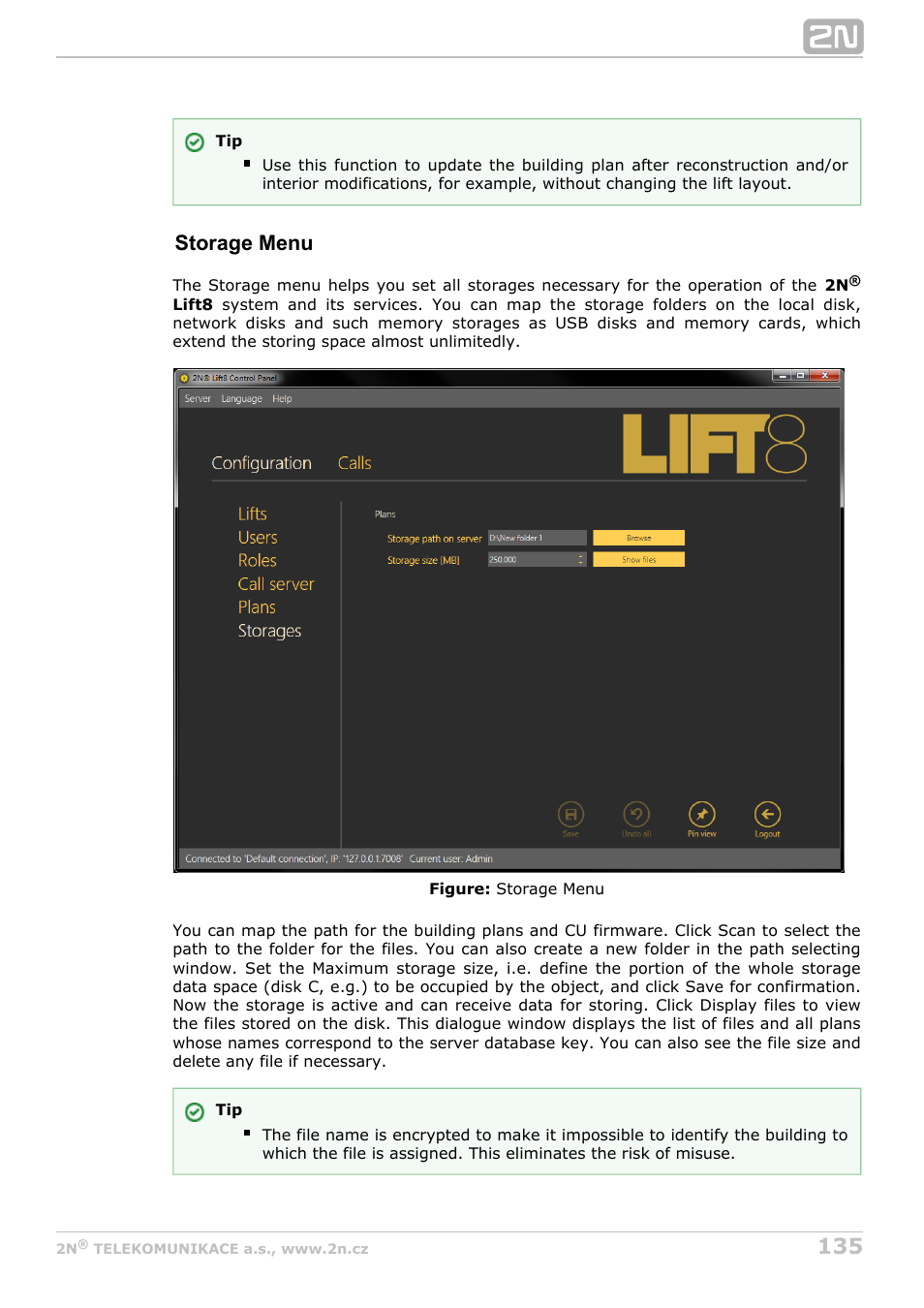 Storage menu | 2N Lift8 v1.0 User Manual | Page 135 / 164