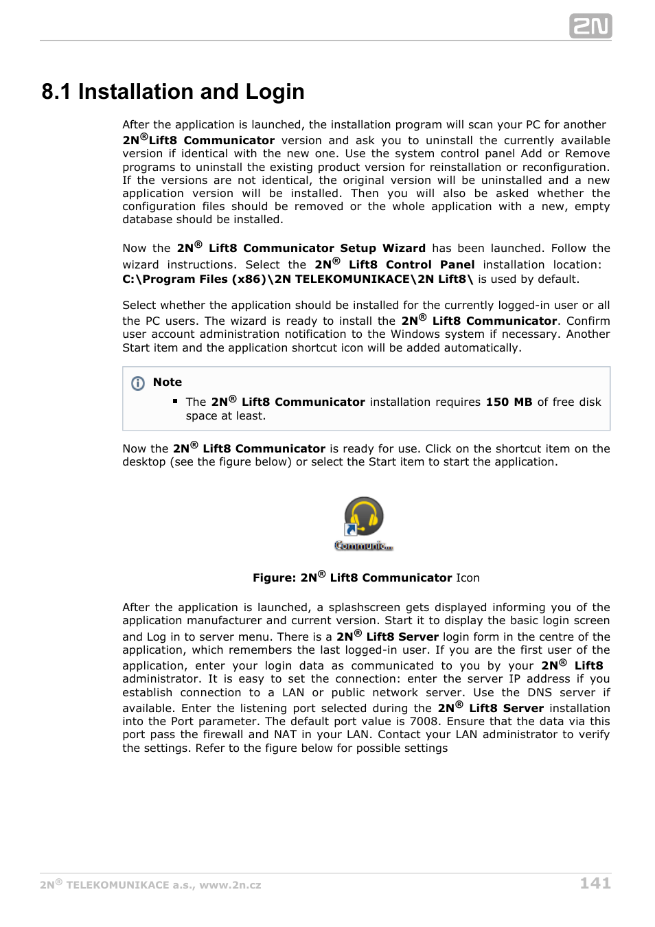 1 installation and login | 2N Lift8 v1.0 User Manual | Page 141 / 164