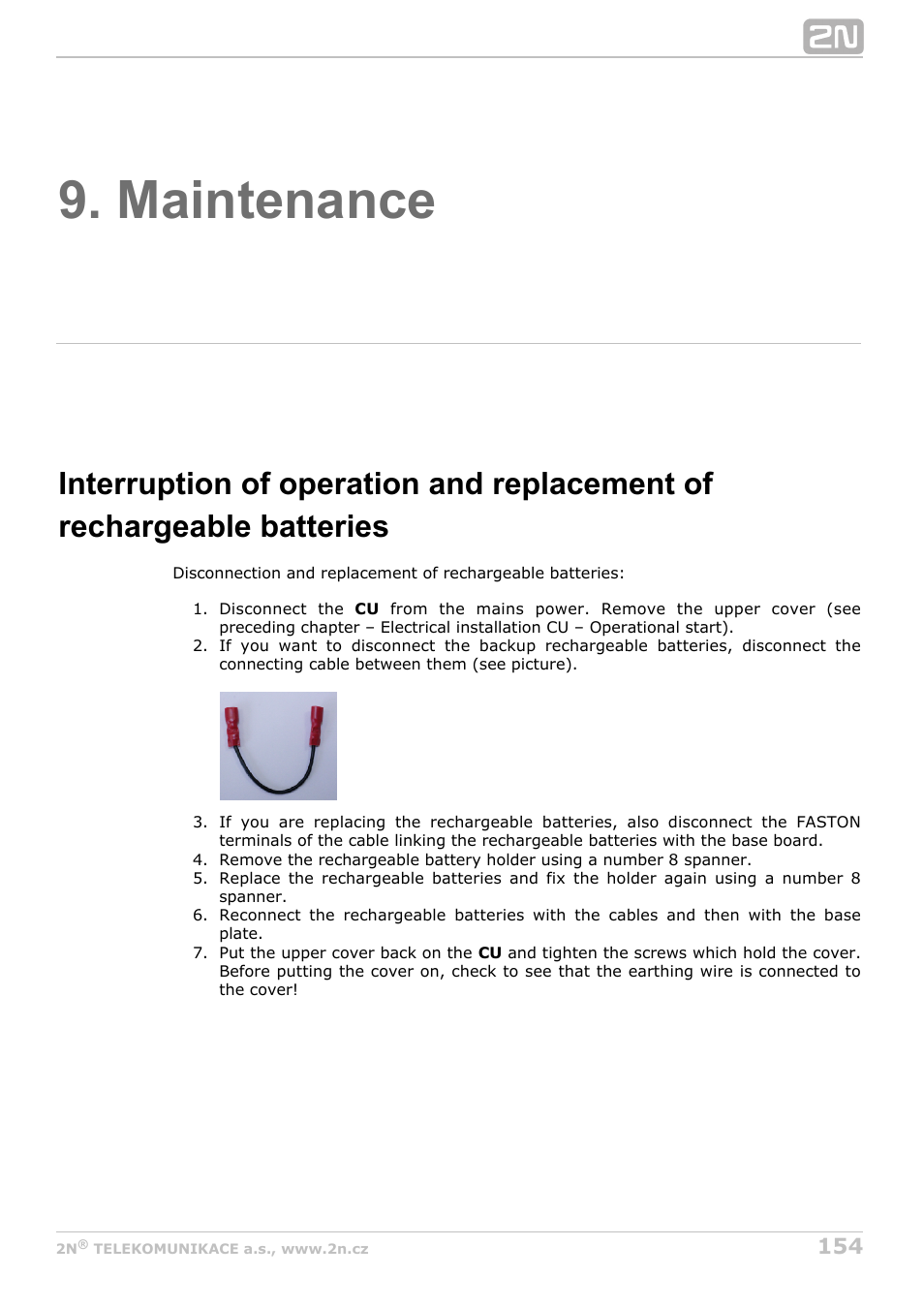 Maintenance | 2N Lift8 v1.0 User Manual | Page 154 / 164