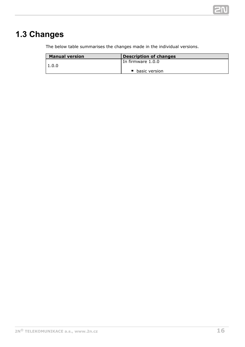 3 changes | 2N Lift8 v1.0 User Manual | Page 16 / 164