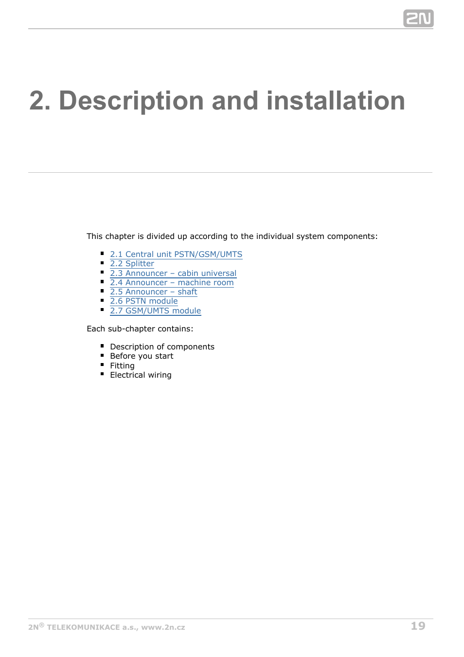 Description and installation | 2N Lift8 v1.0 User Manual | Page 19 / 164