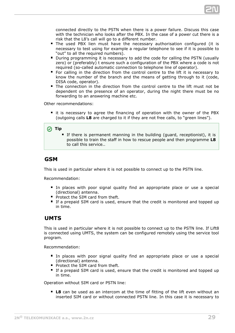 Umts | 2N Lift8 v1.0 User Manual | Page 29 / 164