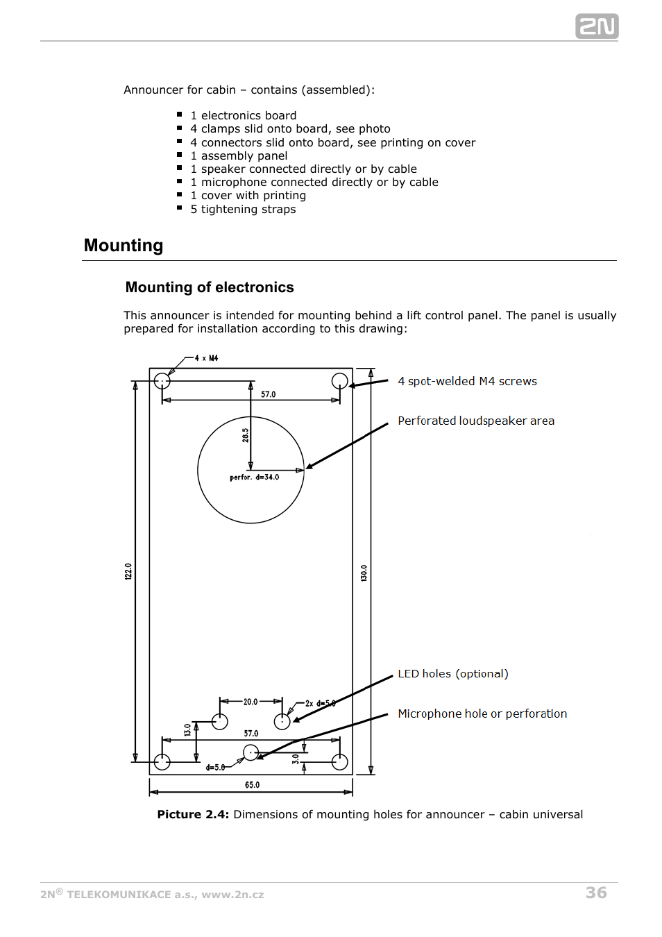 Mounting, Mounting of electronics | 2N Lift8 v1.0 User Manual | Page 36 / 164